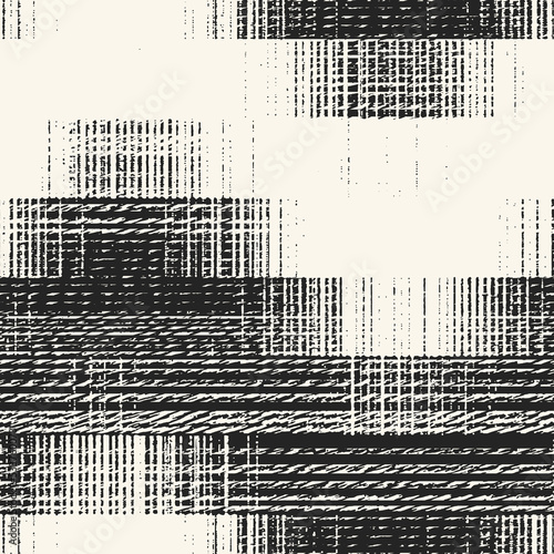 Monochrome Distressed Ikat Textured Chevron Pattern