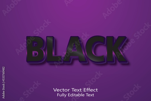 Black 3d editable vector text effect