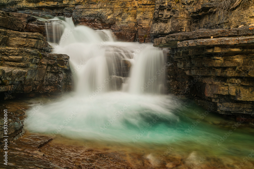 Johnston Canyon is a canyon with 2 waterfalls. Johnston Canyon is in Banff National Park.