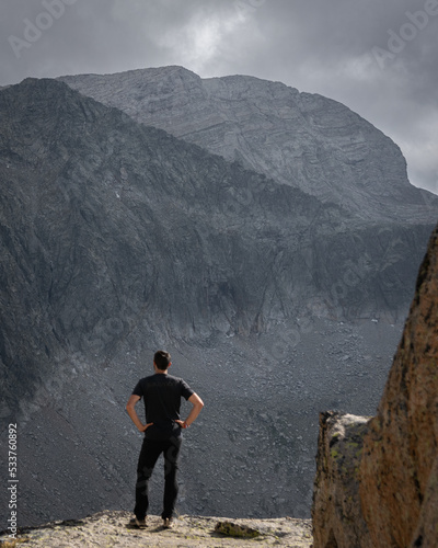 Man watching the mountains. 