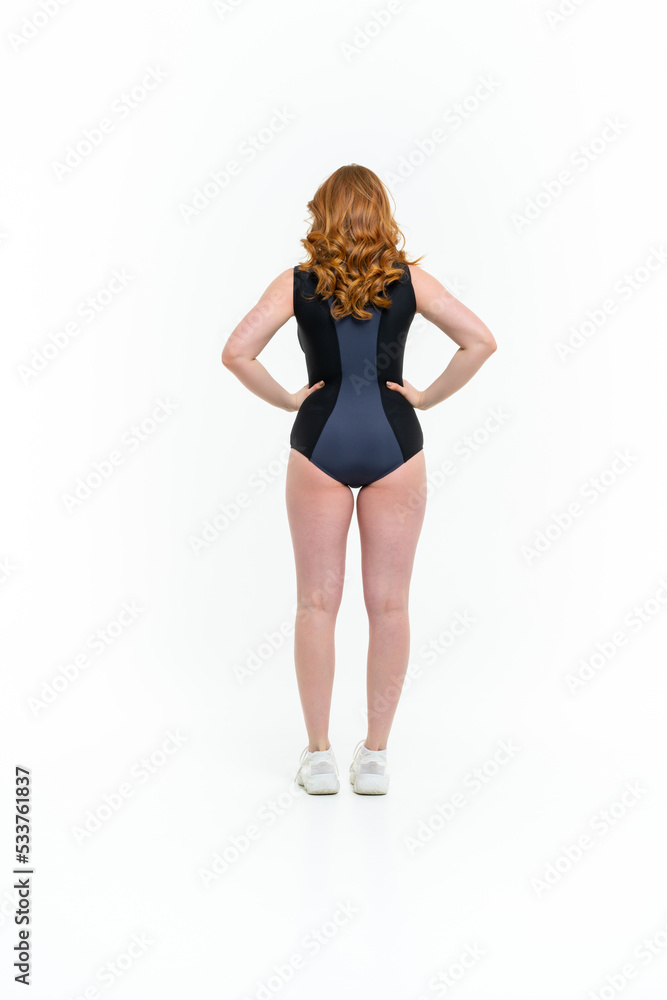 model size posing bodysuit on white background model size posing bodysuit on white background