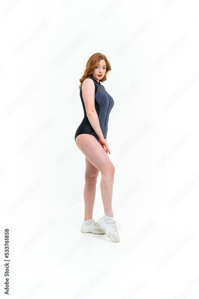 model size posing bodysuit on white background model size posing bodysuit on white background
