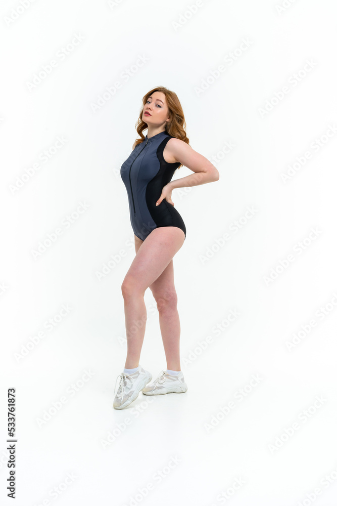 model size posing bodysuit on white background model size posing bodysuit on white background