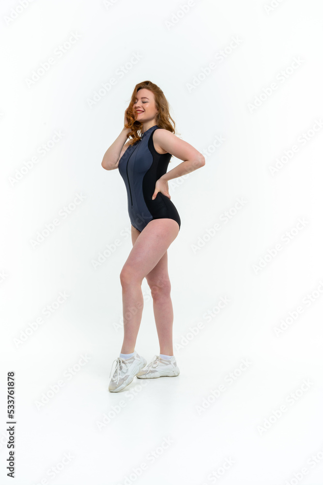 model size posing bodysuit on white background model size posing bodysuit on white background