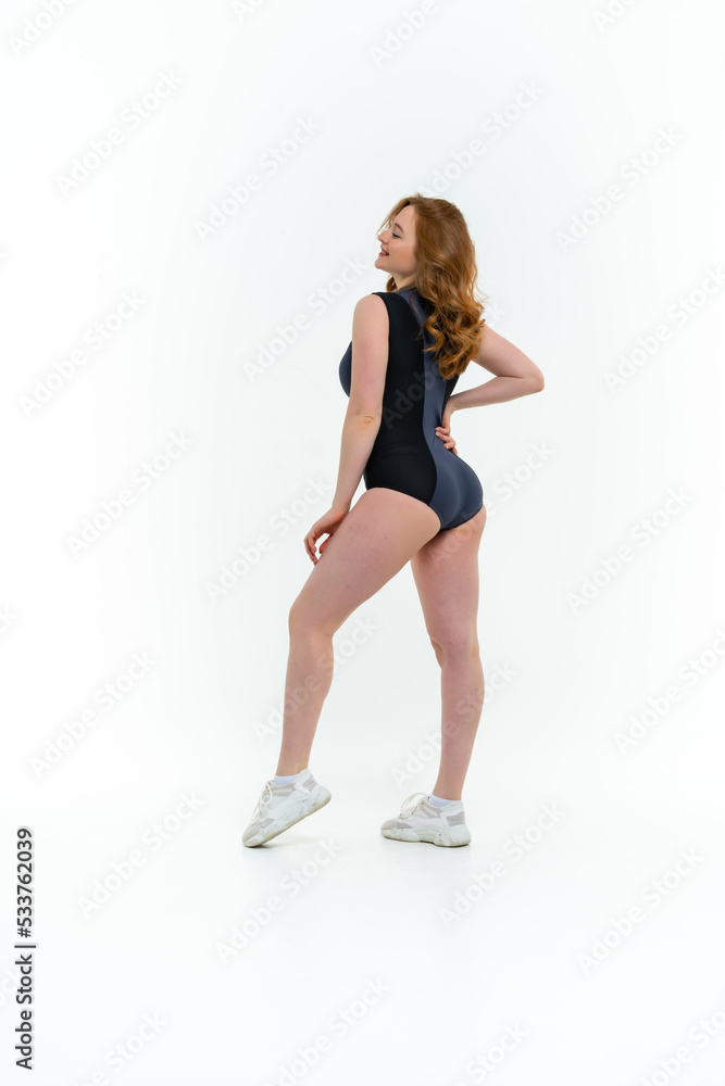 model size posing bodysuit on white background model size posing bodysuit on white background