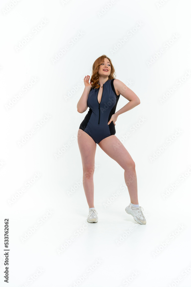 model size posing bodysuit on white background model size posing bodysuit on white background