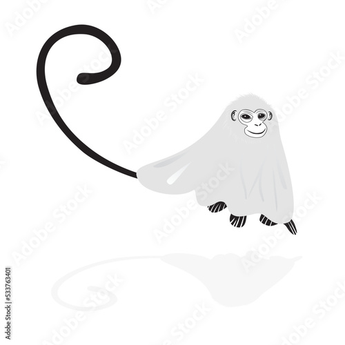 Monkey spirit Halloween ghost animal tattoo icon vector illustration