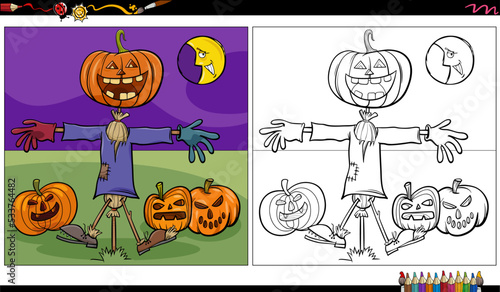 cartoon scarecrow Halloween character coloring page