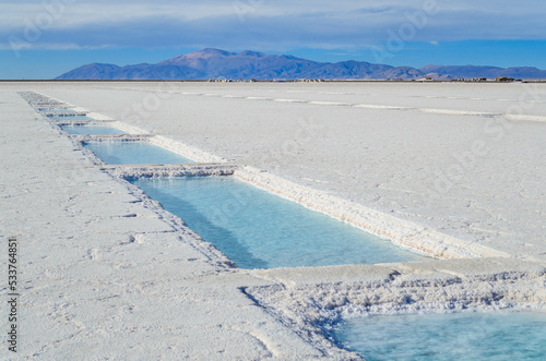 Salt Evaporation Pools at Salinas Grandes in Jujuy, Argentina. photo