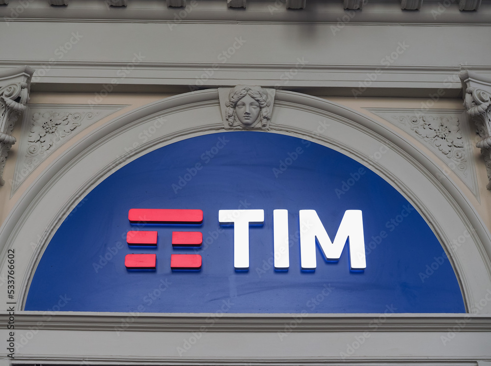 Tim Telecom Italia Mobile shopfront sign in Turin Stock Photo | Adobe Stock