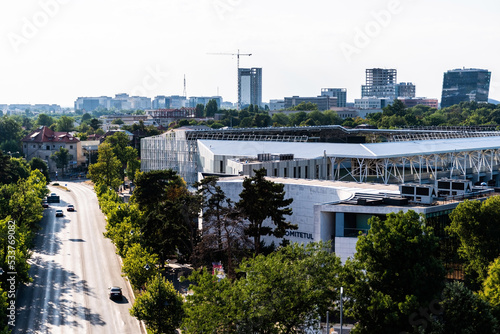 Panoramic view of Bucharest with the Sports Museum, and in the background we have the Expo Business Park and other important buildings. photo