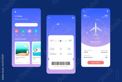 user interface for online ticket booking application