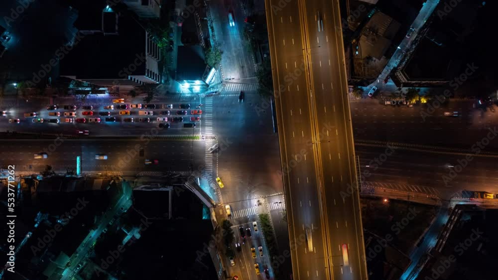 night illumination bangkok city center downtown traffic crossroad aerial topdown panorama 4k timelapse thailand night illumination bangkok city center downtown traffic crossroad aerial topdown panorama 4k timelapse thailand