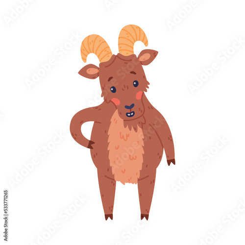 Standing Urial Character as Wild Mountain Sheep with Horns Vector Illustration