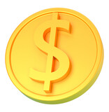 dollar coin 3d render isolated