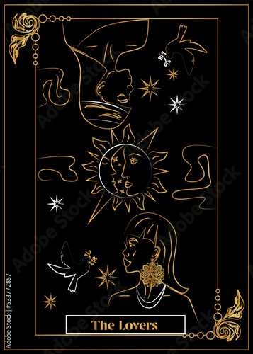 the illustration - card for tarot - The Lovers.
