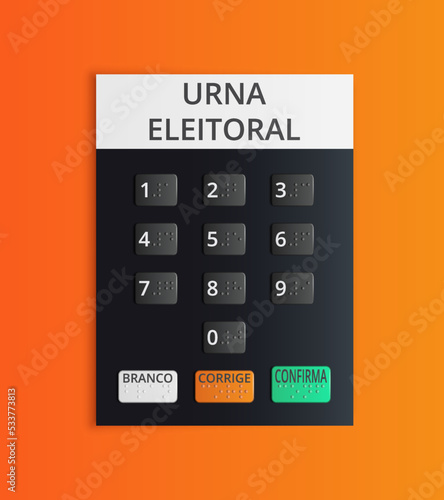 Brazil Electoral Urn control panel. Buttons with braille font.