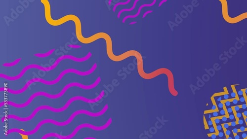 Colorful geometric shapes. Looped animated background in a simple pattern style.