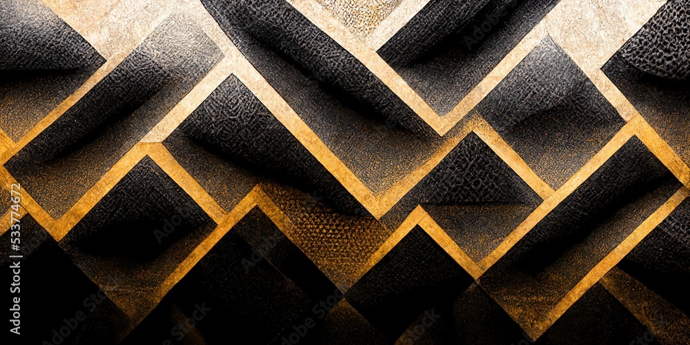 Black and gold geometric background. Digital illustration