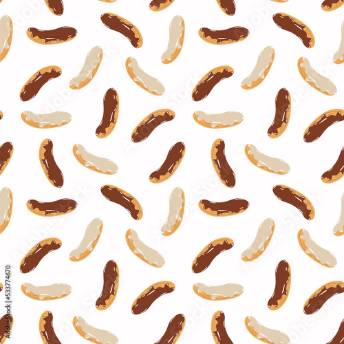 Seamless pattern of eclair in a flat style