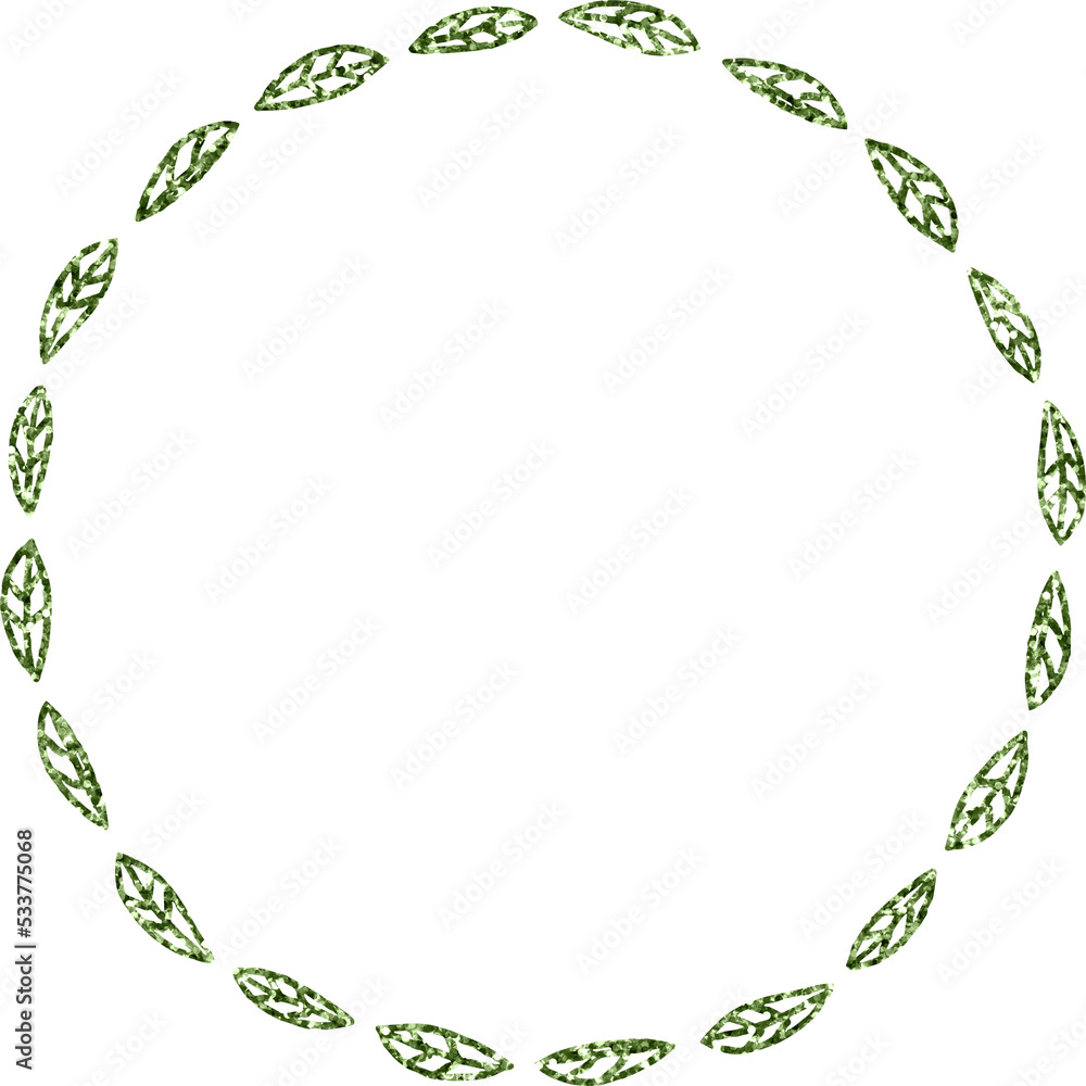 Naklejka premium Boho Glitter Leaf Circle Border Frame