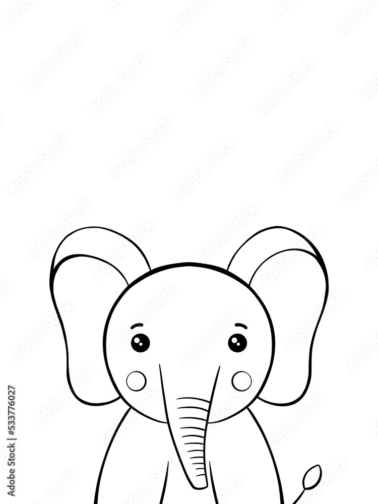 Fototapeta premium Elephant cartoon for coloring book