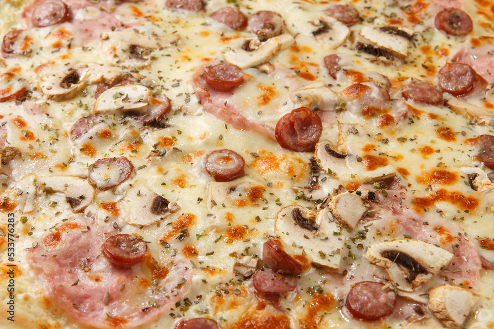Pizza background - macro shot of italian pizza. Pizza background - macro shot of italian pizza.