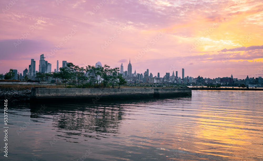 sunrise over the river morning relax calm Hoboken jersey city 