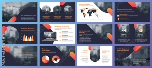 Elements of infographics for presentations templates. Annual report, leaflet, book cover design. Brochure layout, flyer template design. Corporate report, advertising template in vector Illustration. 