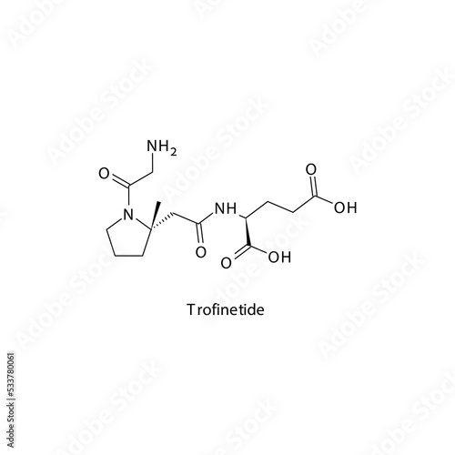 Trofinetide  molecule flat skeletal structure, Tyrosine kinase - EGFR inhibitor used in research Vector illustration on white background.