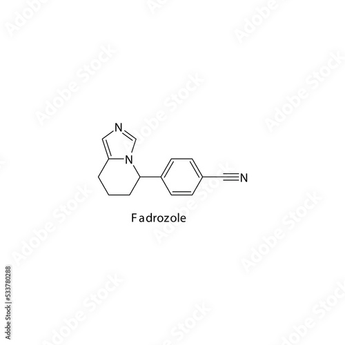 Fadrozole  molecule flat skeletal structure, Non steroidal aromatase inhibitor used in breast cancer Vector illustration on white background.