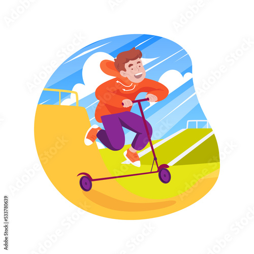 Freestyle scootering isolated cartoon vector illustration.