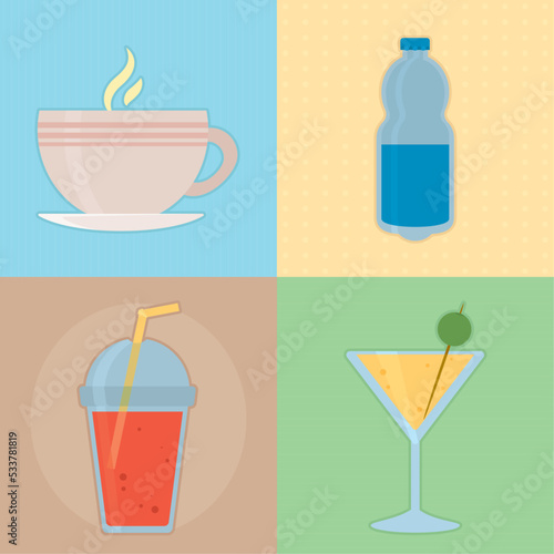 beverages icon collection design