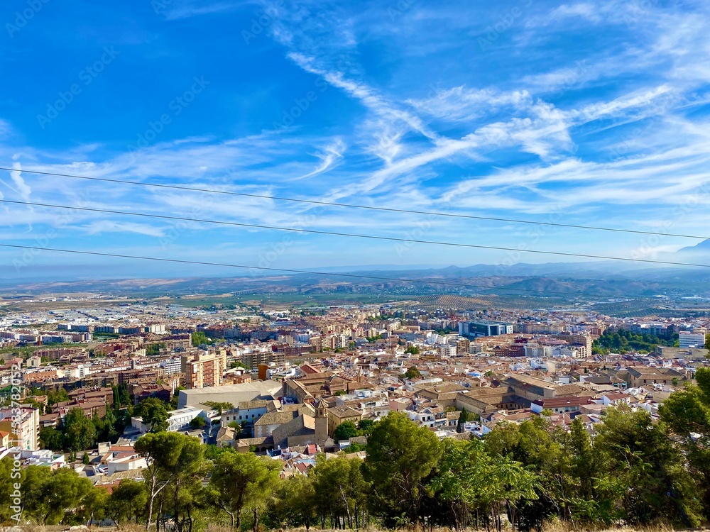 scenic shot of Jaen on a sunny day. the capital city of the province of Jaen, in the autonomous community of Andalusia, Spain. . High quality photo
