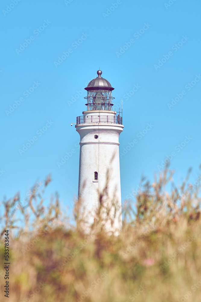 Lighthouse at the danish coast in Hirtshals. High quality photo
