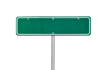 Blank green directional sign isolated.