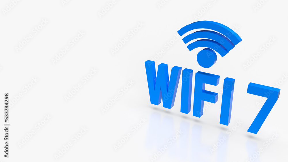 The blue wifi 7 on white background for technology concept 3d rendering The blue wifi 7 on white background for technology concept 3d rendering