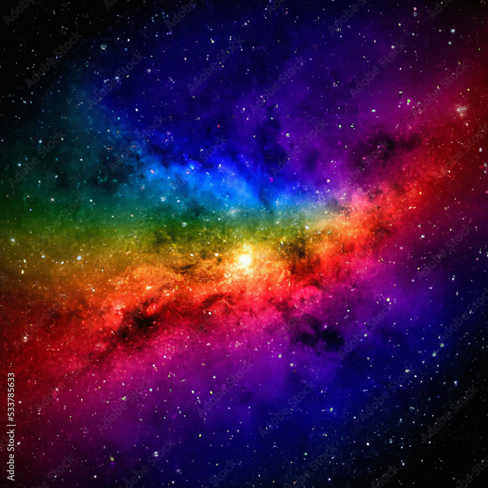 Colorful galactic nebula in space, full spectrum, starry background