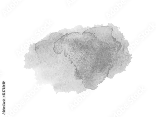 Gray water color. Hand drawn painted stain. Watercolour artwork. Artistic ink banner. Aquarelle dye. Black and white illustration