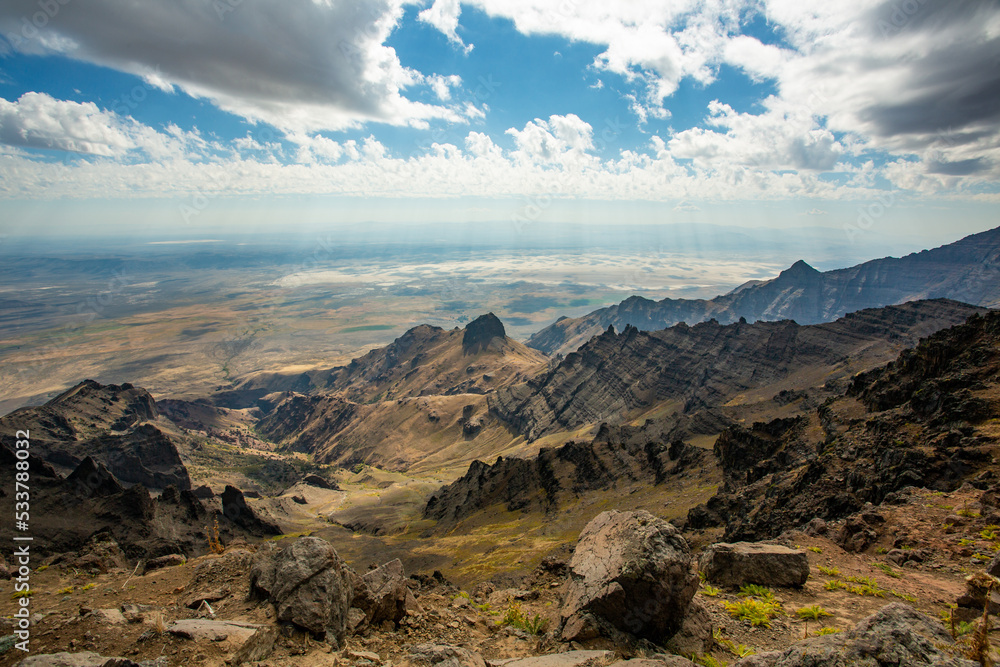 View from the top of the East Rim Overlook near the summit of the Steens Mountains, near Frenchglen, Oregon