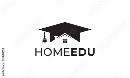 home and graduate logo design. creative education, real estate, construction icon vector.