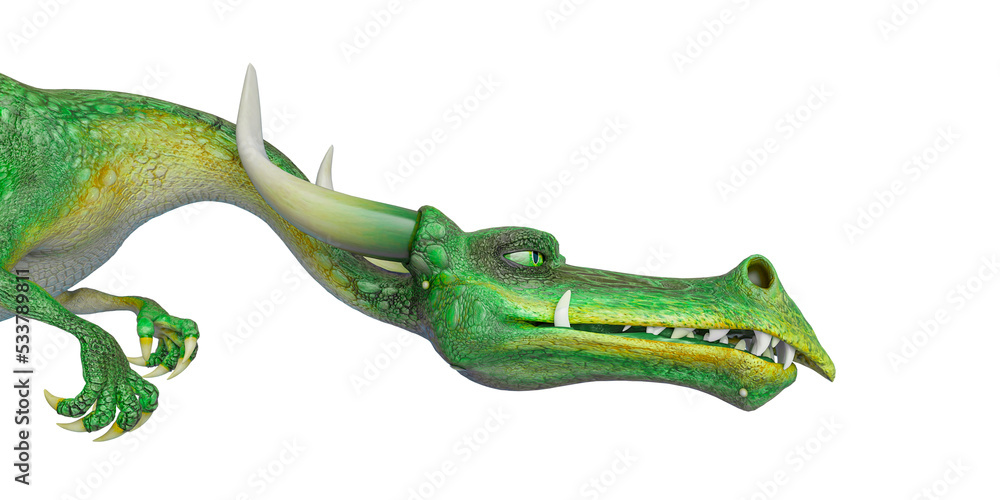 Naklejka premium dragon cartoon planing attack side view close up