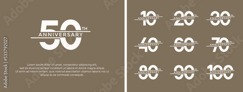 set of anniversary logo white color on brown background for celebration moment