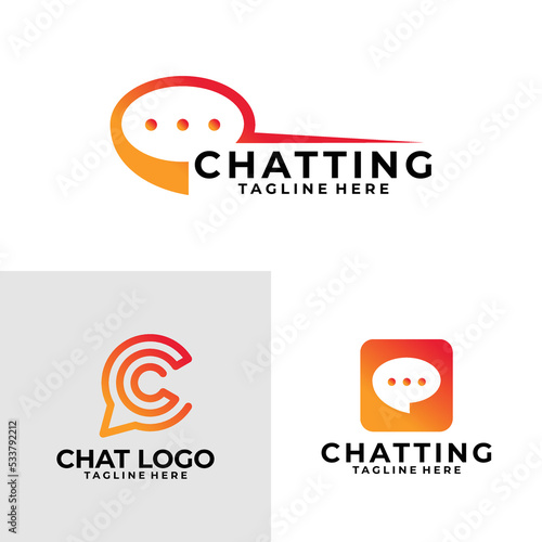 chatting logo set vector design