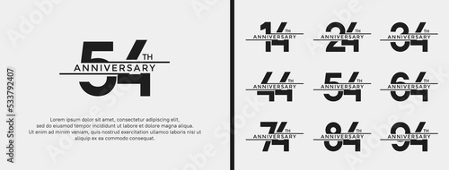 set of anniversary logo black color on white background for celebration moment