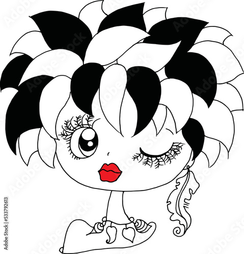 Black and white beauty hair mandala pattern design vector drawing