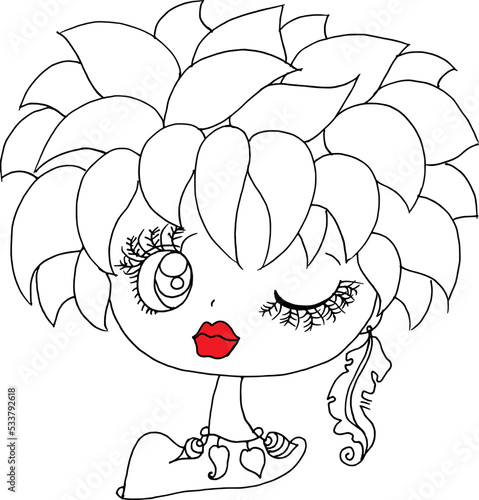 Black and white beauty hair mandala pattern design vector drawing
