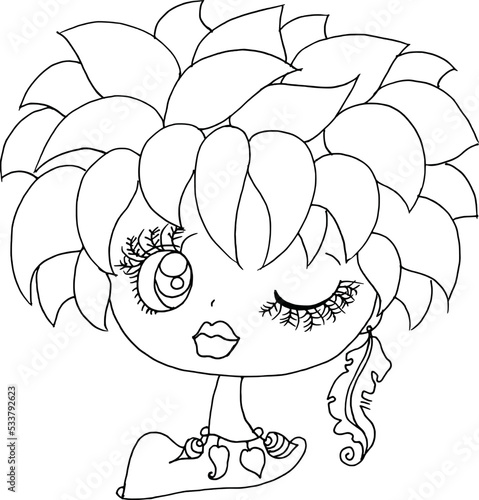 Black and white beauty hair mandala pattern design vector drawing