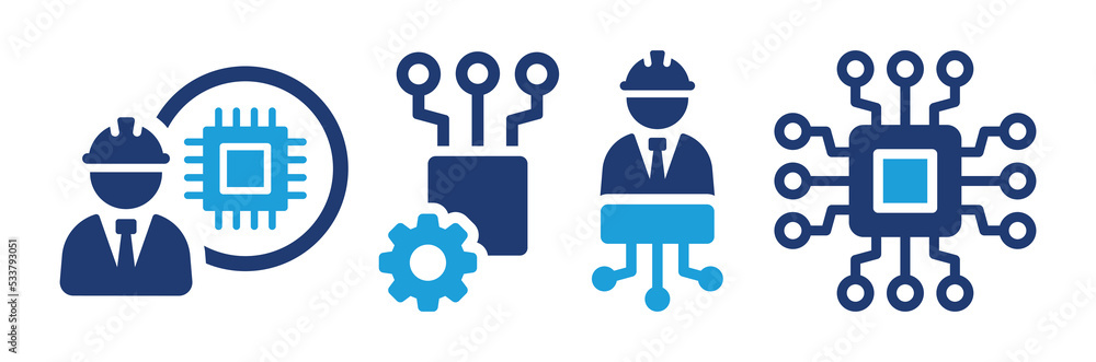 Electronic engineering icon set. Technician symbol. Technology concept. Electronic engineering icon set. Technician symbol. Technology concept.