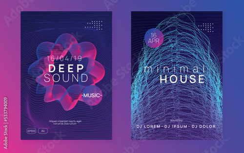 Neon trance party flyer. Electro dance music. Electronic sound. Club dj poster. Techno fest event.